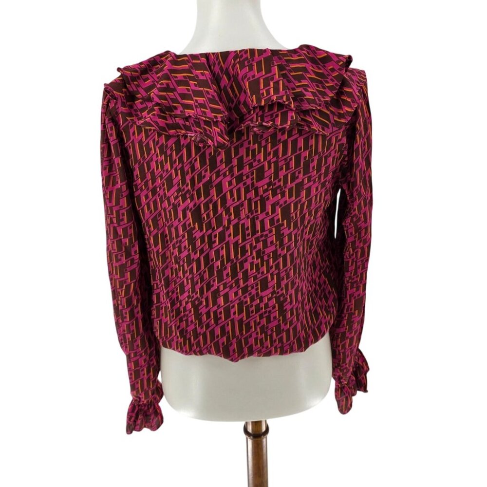 International Concepts Ruffled V-neck Blouse, S - Picture 2 of 6